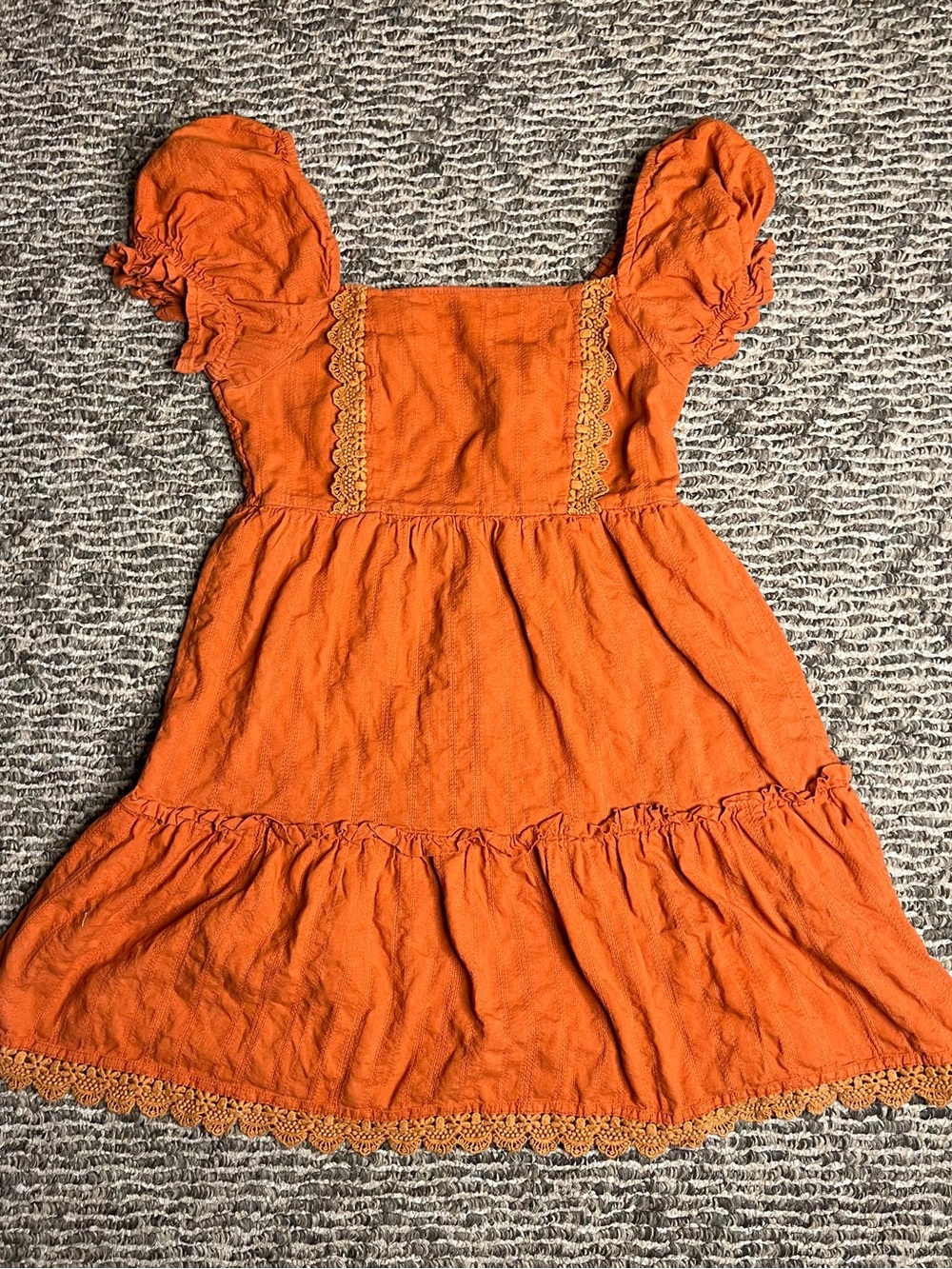 Abound Orange Tiered Cotton Dress with Lace